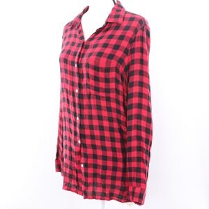 Old Navy Red Black Buffalo Plaid Long Sleeve Button Down Shirt Women's‎ Size L